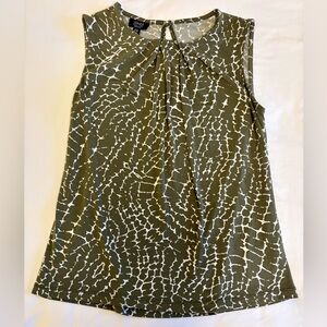 Jones New York Signature Green Crackle Sleeveless Blouse Small Office Casual